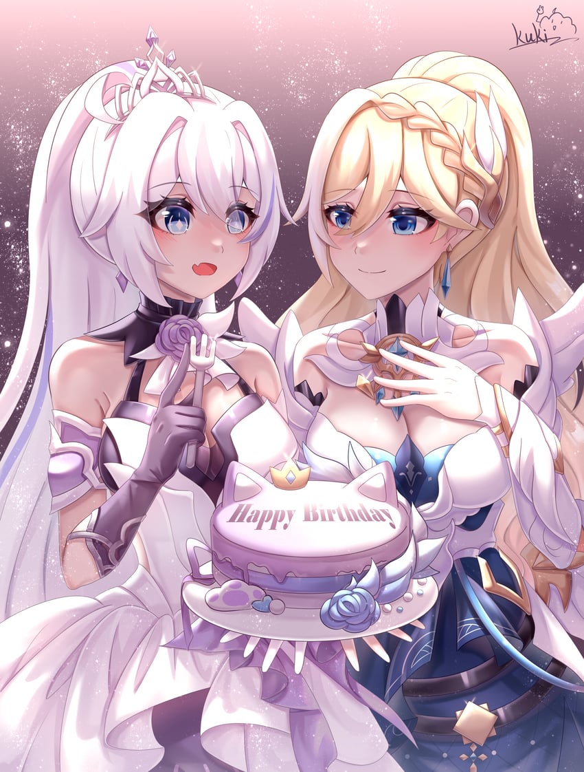 kiana kaslana and durandal (honkai and 1 more) drawn by cutescookie