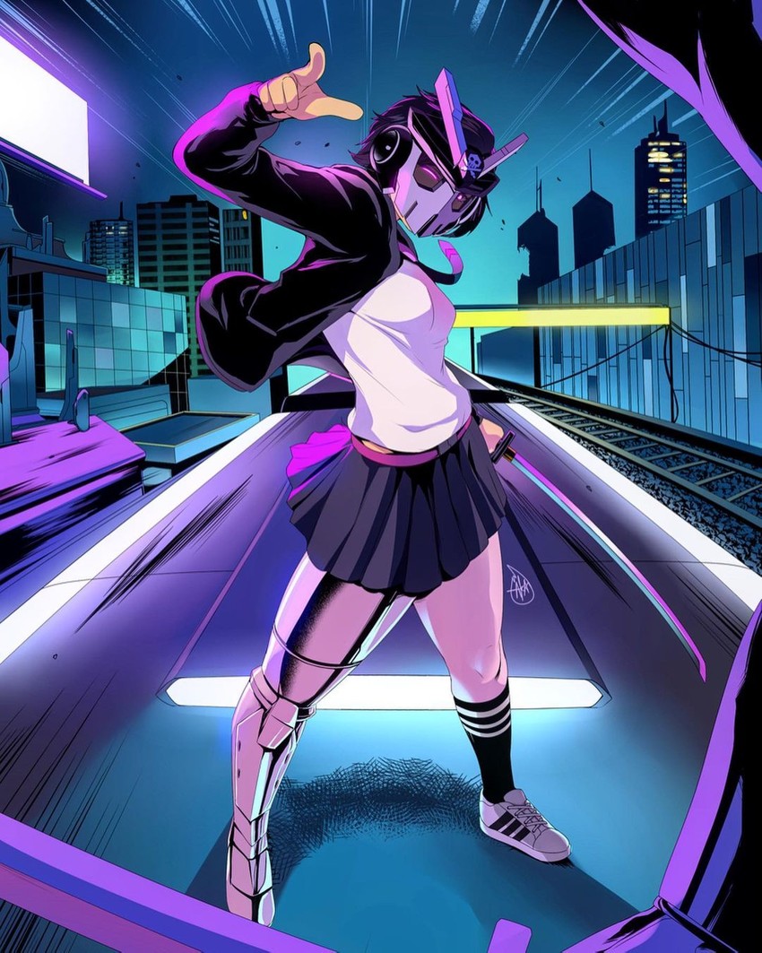 mariko (original) drawn by aka_burning_flame and quiccs