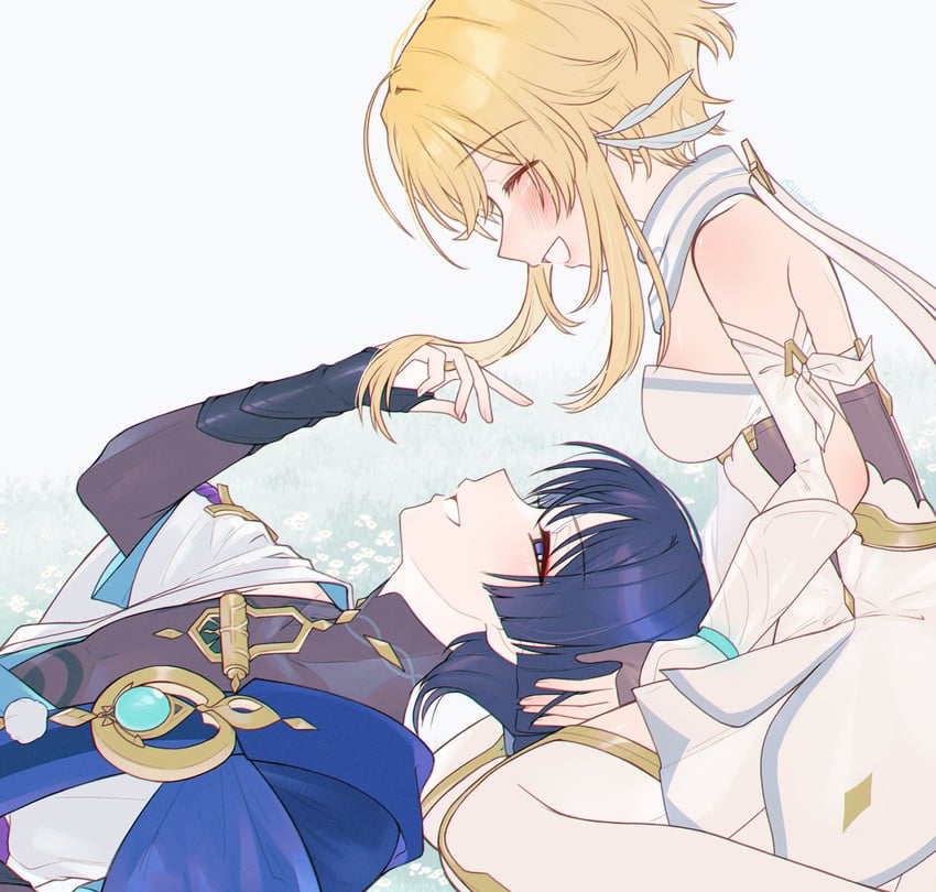 lumine, scaramouche, and wanderer (genshin impact) drawn by amano_hotaru_(hotaama)
