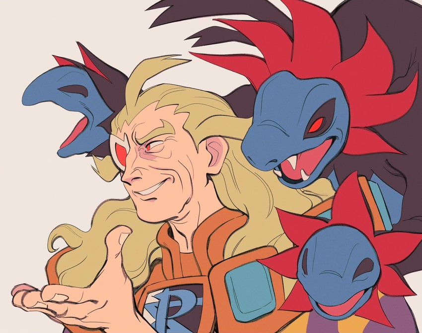 hydreigon and ghetsis (pokemon and 1 more) drawn by lynn_(daisiloou)