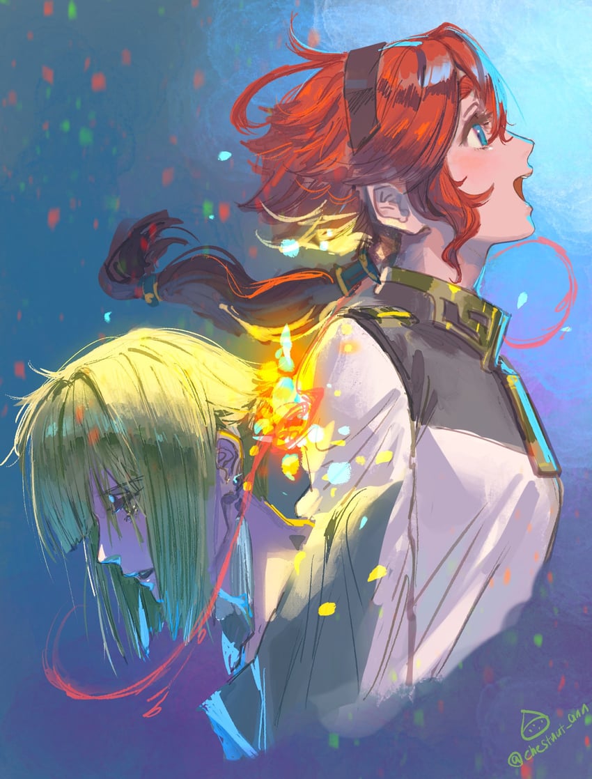 suletta mercury and elan ceres (gundam and 1 more) drawn by chestnut_ann