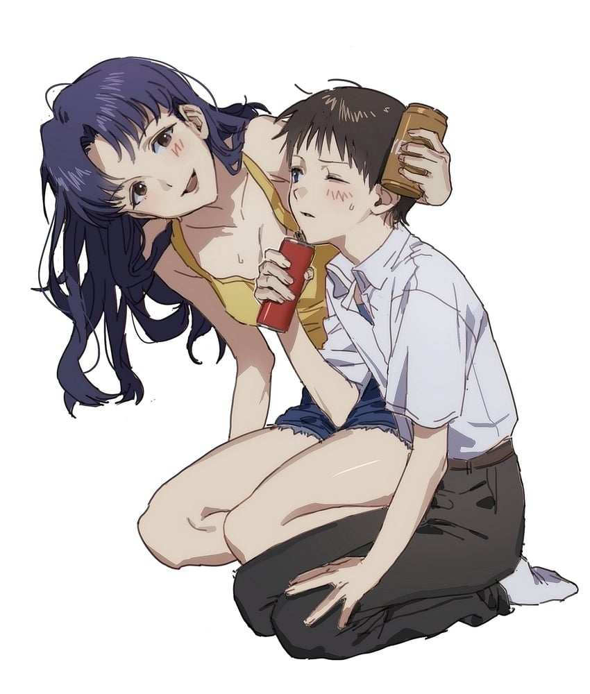 ikari shinji and katsuragi misato (neon genesis evangelion) drawn by bsgkstnals03
