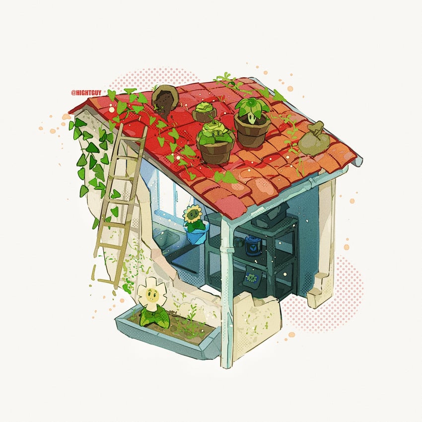 sunflower, cabbage-pult, marigold, and umbrella leaf (plants vs. zombies) drawn by hightguy
