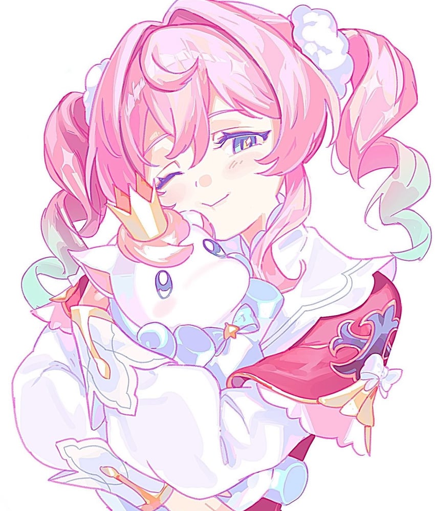 hyacine and little ica (honkai and 1 more) drawn by mon_(moo_o1)