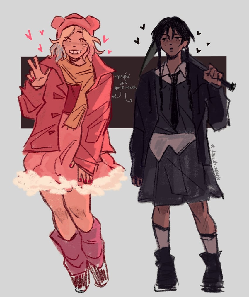 wednesday addams and enid sinclair (addams family and 1 more) drawn by danisxb_mchy