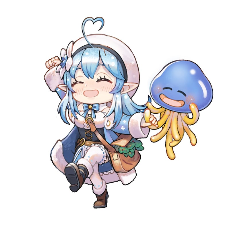 yukihana lamy and healslime (hololive and 1 more) drawn by shinoji_(sukumo_san)