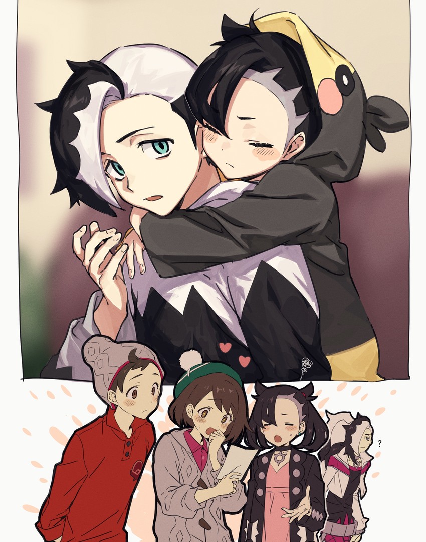 marnie, gloria, morpeko, piers, and victor (pokemon and 1 more) drawn by namakawa