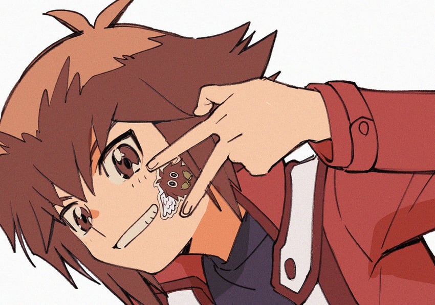 yuki judai and winged kuriboh (yu-gi-oh! and 1 more) drawn by aoki_(fumomo)