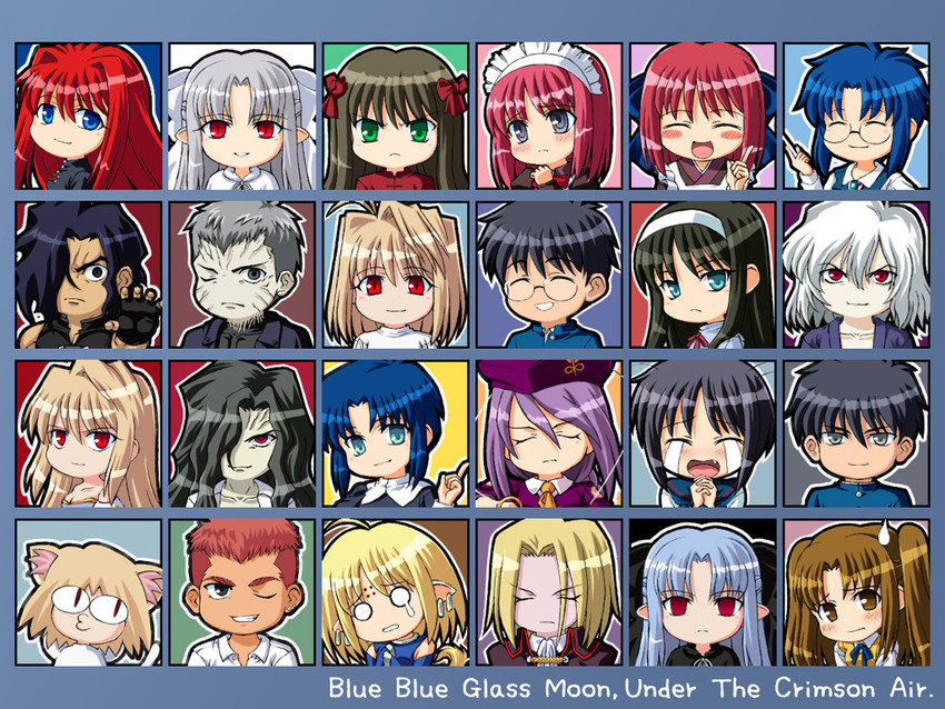 arcueid brunestud, ciel, tohno akiha, aozaki aoko, kohaku, and 17 more (tsukihime and 1 more) drawn by chaccu