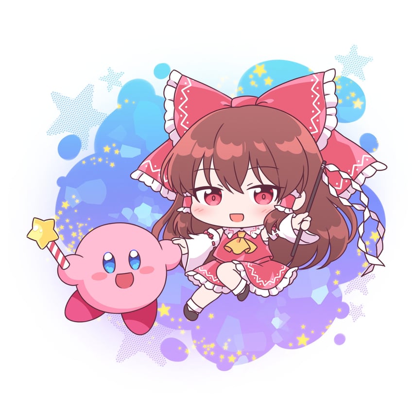 hakurei reimu and kirby (touhou and 1 more) drawn by kaoling