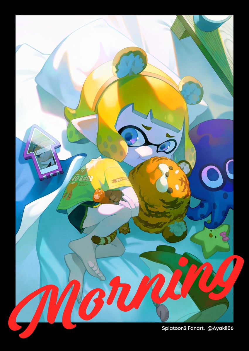 inkling player character, inkling girl, and octotrooper (splatoon) drawn by ayakii
