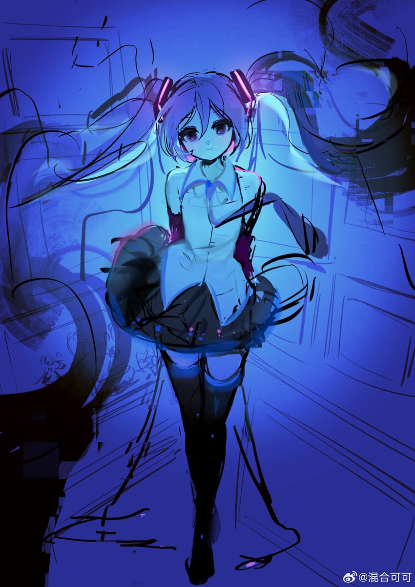 hatsune miku (vocaloid and 1 more) drawn by rumoon