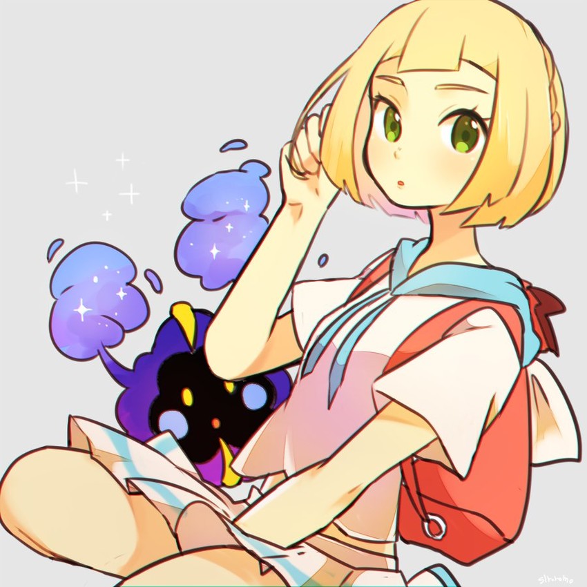lillie and cosmog (pokemon and 1 more) drawn by siroromo