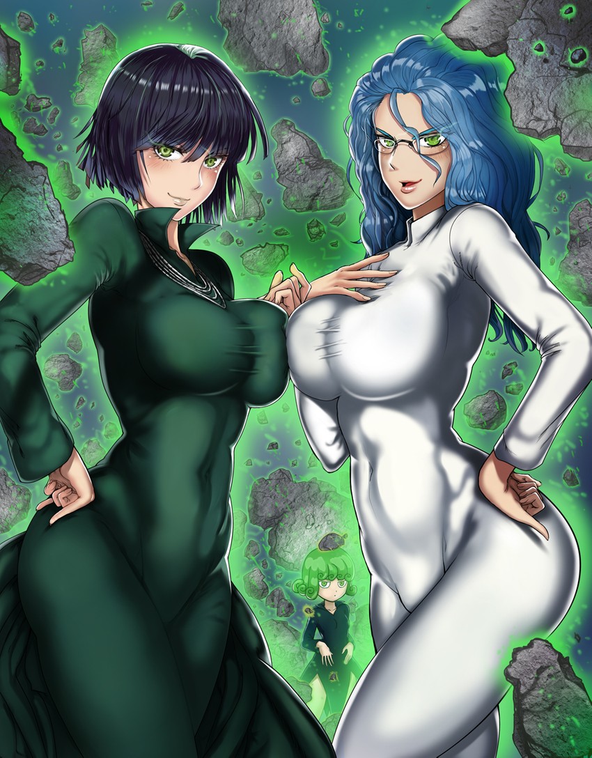 tatsumaki, fubuki, and psychos (one-punch man) drawn by the_golden_smurf