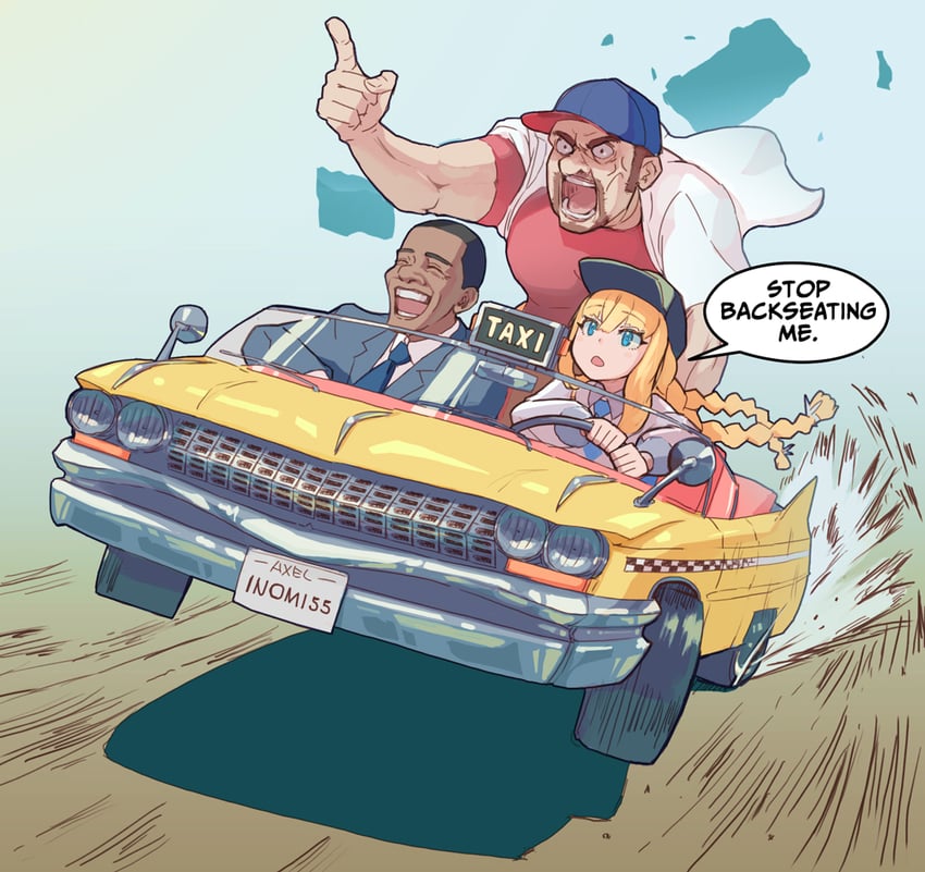 barack obama and isla coleman (real life and 2 more) drawn by lao_ren_xing