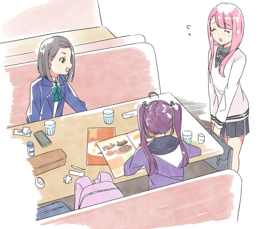 kamiki mikami, hiiragi tsubomi, and tojo yuki (22/7) drawn by trefle_r