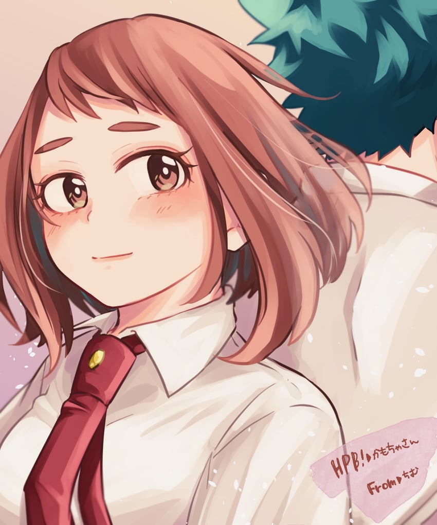 midoriya izuku and uraraka ochaco (boku no hero academia) drawn by tabetai_omochi