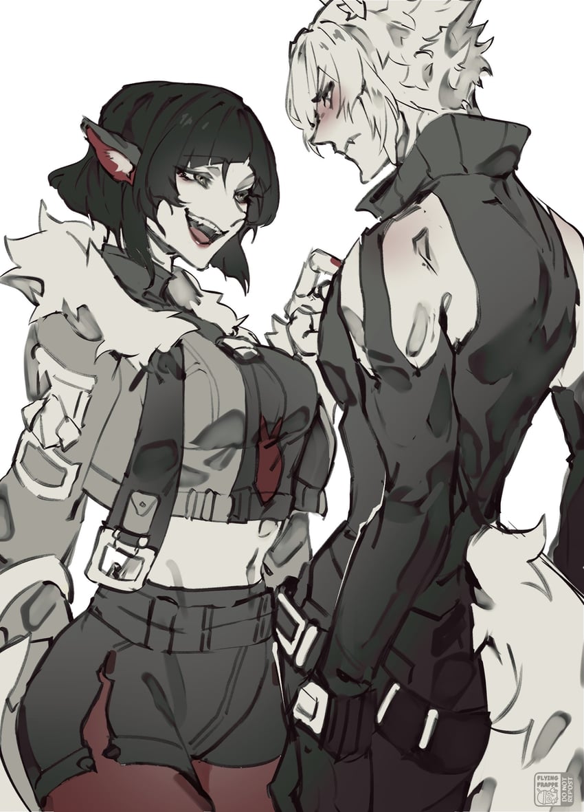 jane doe and seth lowell (zenless zone zero) drawn by flying-frappuccino