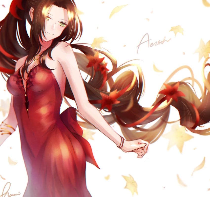 aerith gainsborough (final fantasy and 2 more) drawn by ye_mei_(hami_illust)