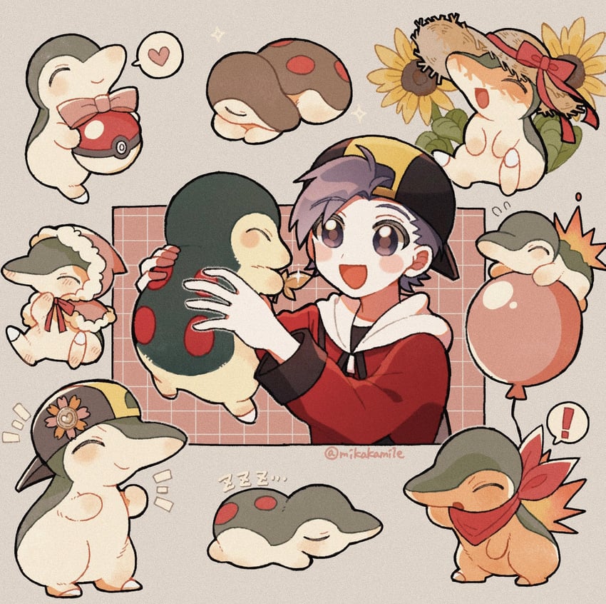 ethan and cyndaquil (pokemon and 2 more) drawn by mikakami1e