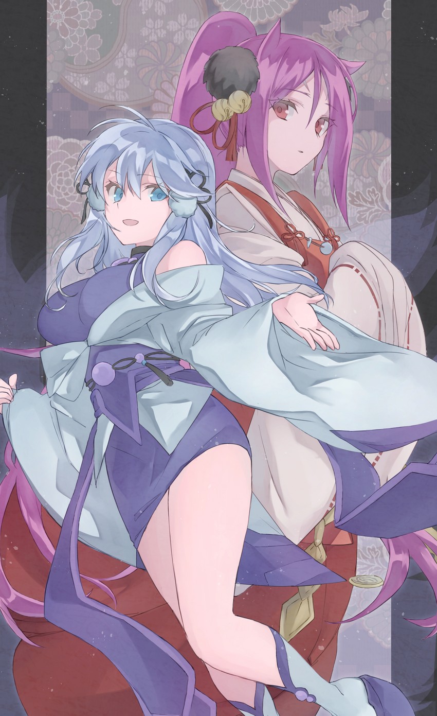 yuki-onna the ice mayakashi and dakki the graceful mayakashi (yu-gi-oh!) drawn by tsumayouji_(dekosoko)