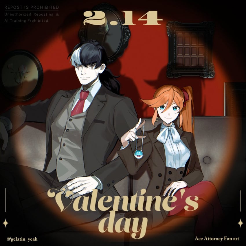 athena cykes and simon blackquill (ace attorney and 1 more) drawn by gumi_(gelatin)