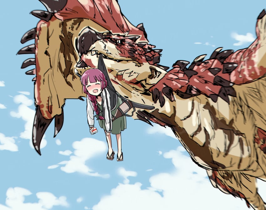 hiroi kikuri and rathalos (bocchi the rock! and 1 more) drawn by torako_(toramaru)