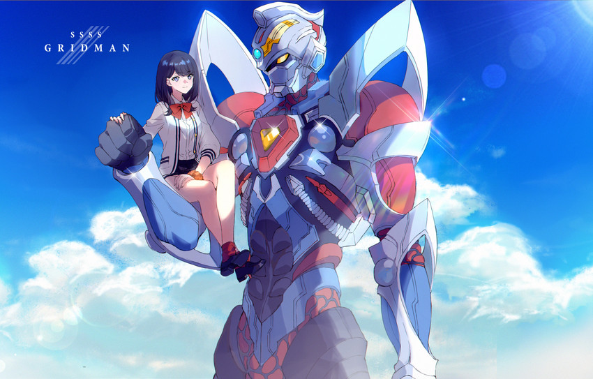 takarada rikka and gridman (gridman universe and 1 more) drawn by nollipap