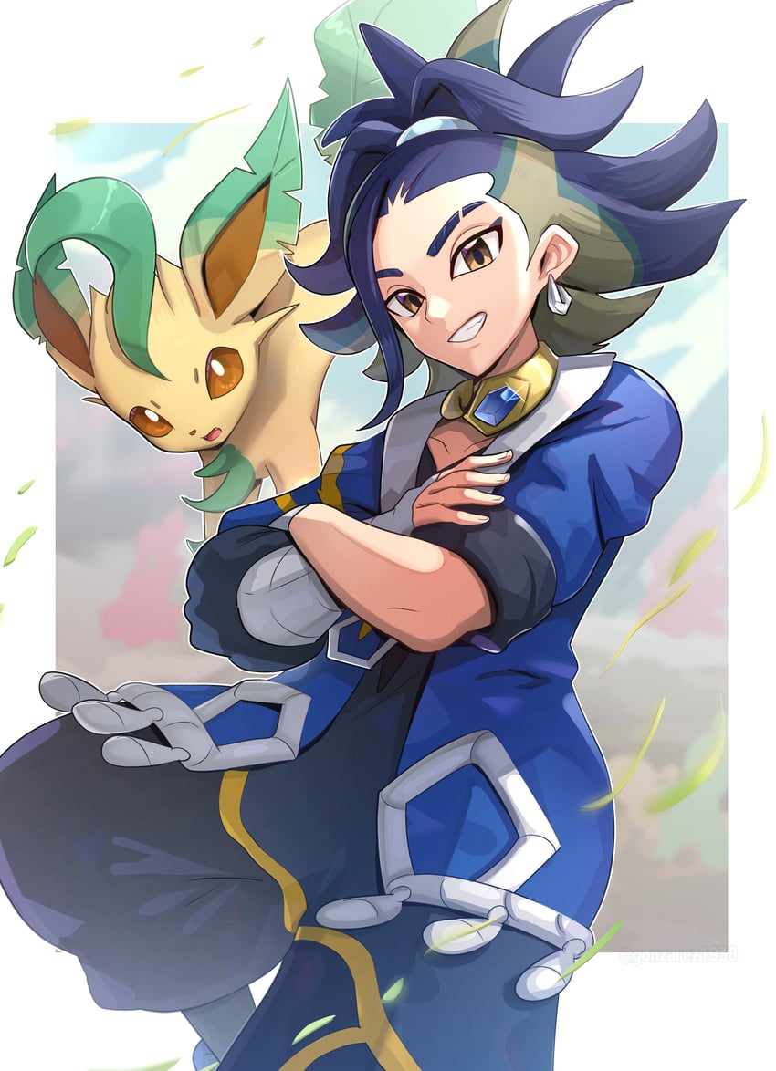 leafeon and adaman (pokemon and 2 more) drawn by gonzarez