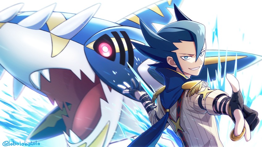 grimsley, sharpedo, and mega sharpedo (pokemon and 1 more) drawn by momoji_(lobolobo2010)