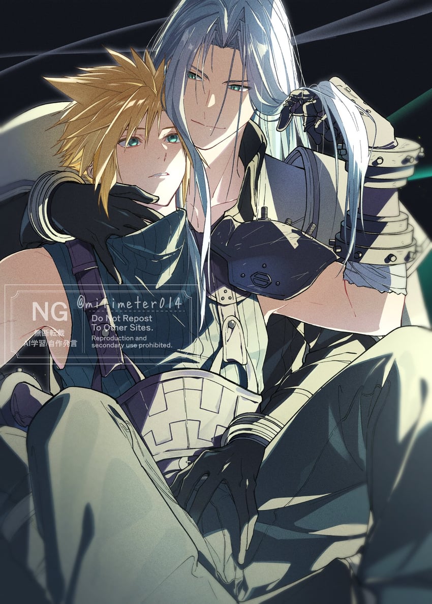 cloud strife and sephiroth (final fantasy and 2 more) drawn by yunyunonigiri