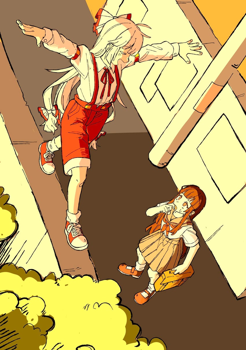 fujiwara no mokou and houraisan kaguya (touhou) drawn by ezier