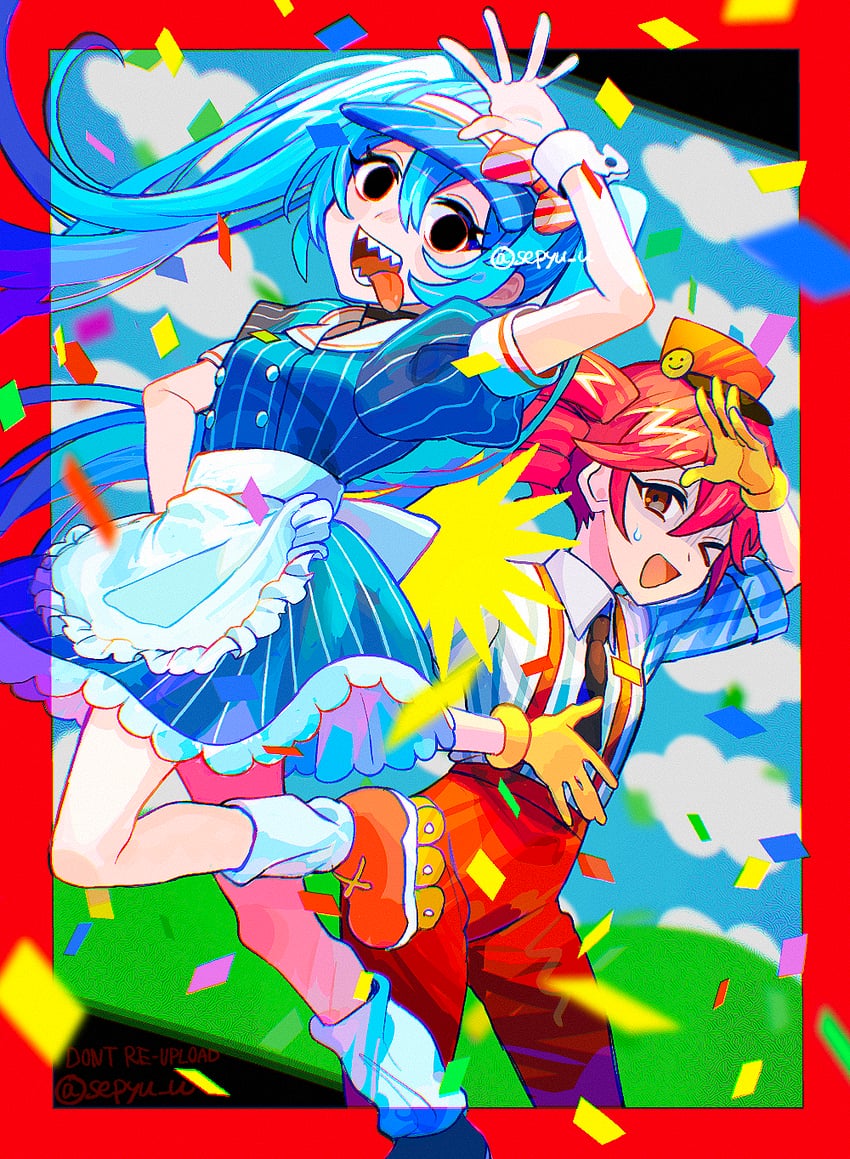 hatsune miku and kasane teto (vocaloid and 2 more) drawn by sepyu