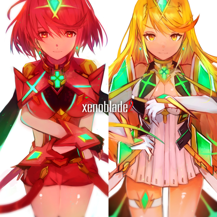 pyra and mythra (xenoblade chronicles and 1 more) drawn by tarbo_(exxxpiation)