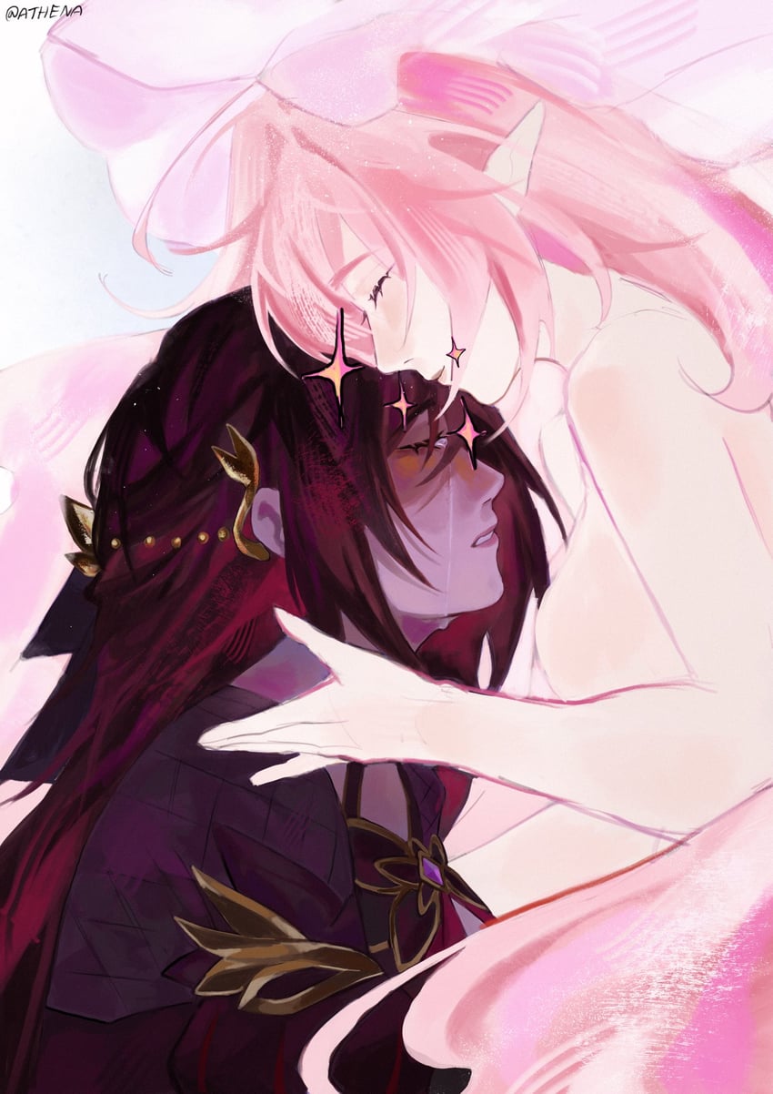 elysia and eden (honkai and 1 more) drawn by athenaxaty