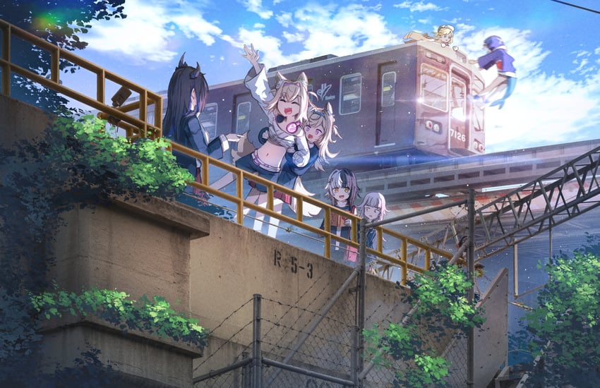 gawr gura, watson amelia, shiori novella, nerissa ravencroft, fuwawa abyssgard, and 2 more (hololive and 1 more) drawn by advarcher