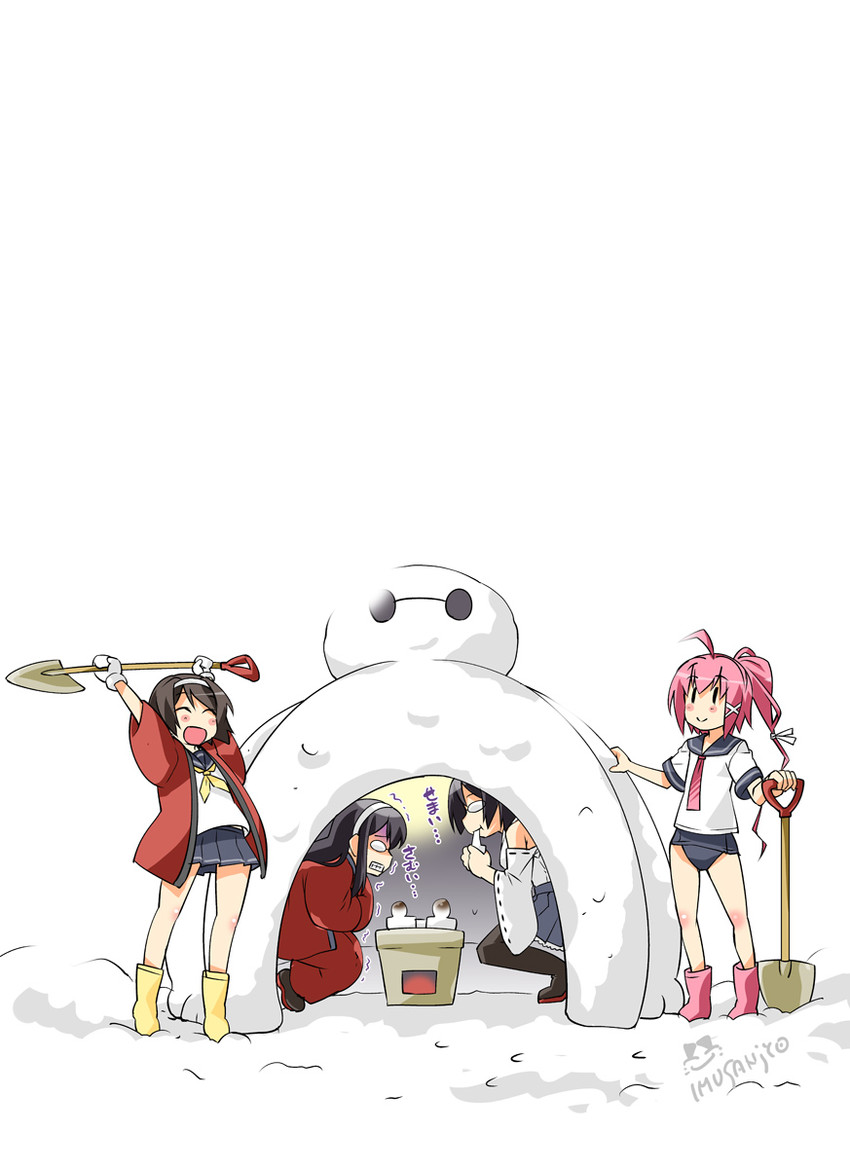 ooyodo, kirishima, i-168, tanikaze, and baymax (kantai collection and 1 more) drawn by imu_sanjo