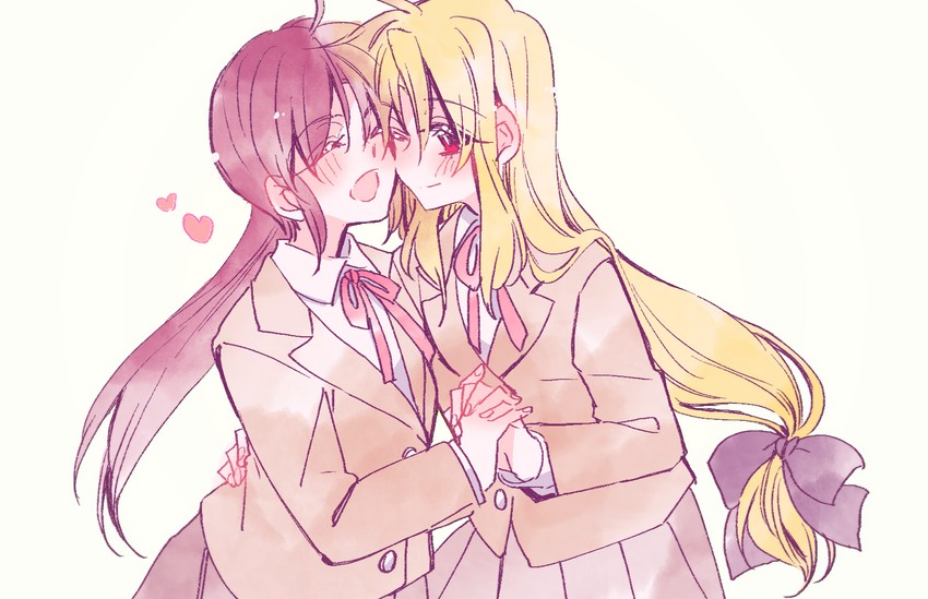 fate testarossa and takamachi nanoha (lyrical nanoha and 2 more) drawn by sorato_(astllatte)