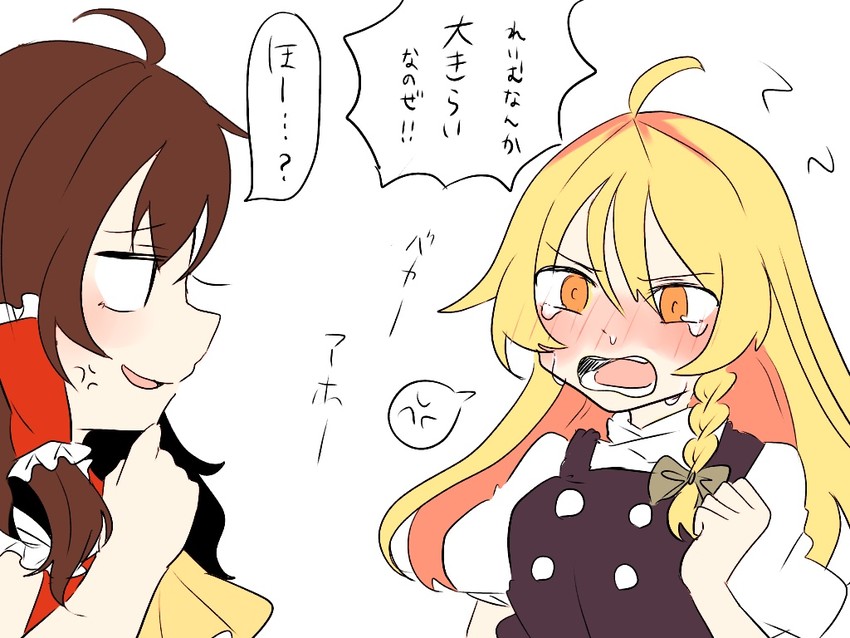 hakurei reimu and kirisame marisa (touhou) drawn by hyaku_paasento
