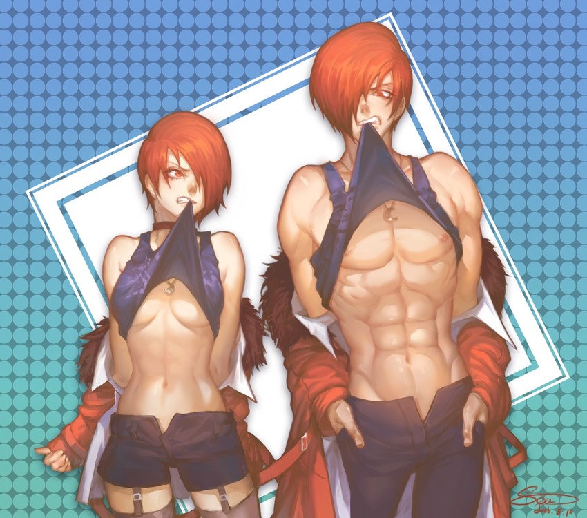yagami iori (the king of fighters and 1 more) drawn by spade-m