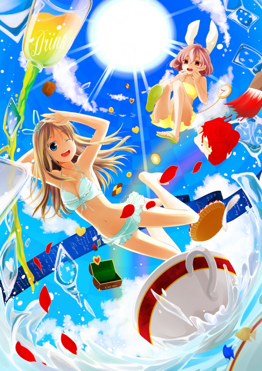 alice and white rabbit (alice's adventures in wonderland) drawn by ahira_yuzu