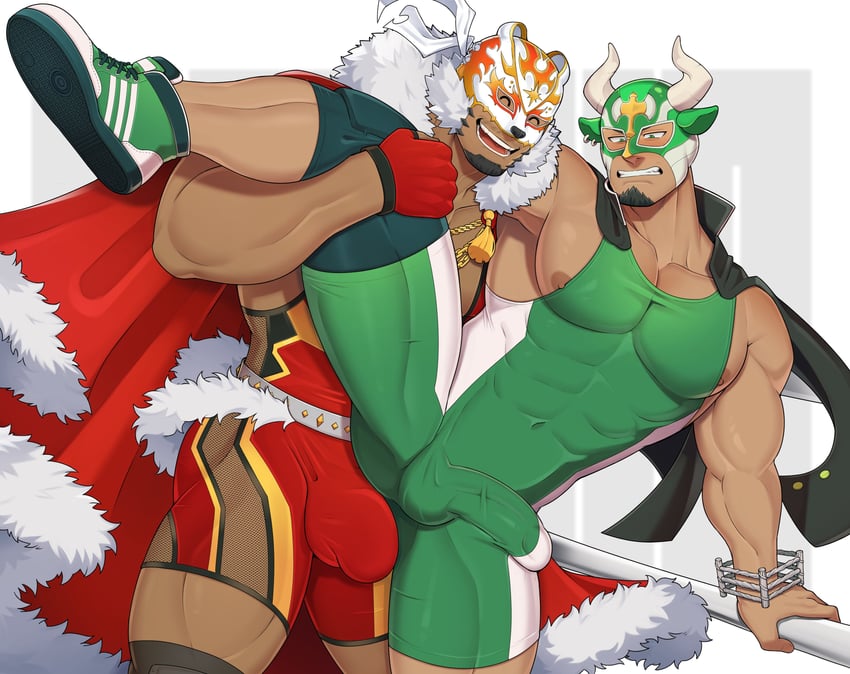 ikusaba daisuke, taurus mask, and polaris mask (tokyo afterschool summoners and 1 more) drawn by geckobara