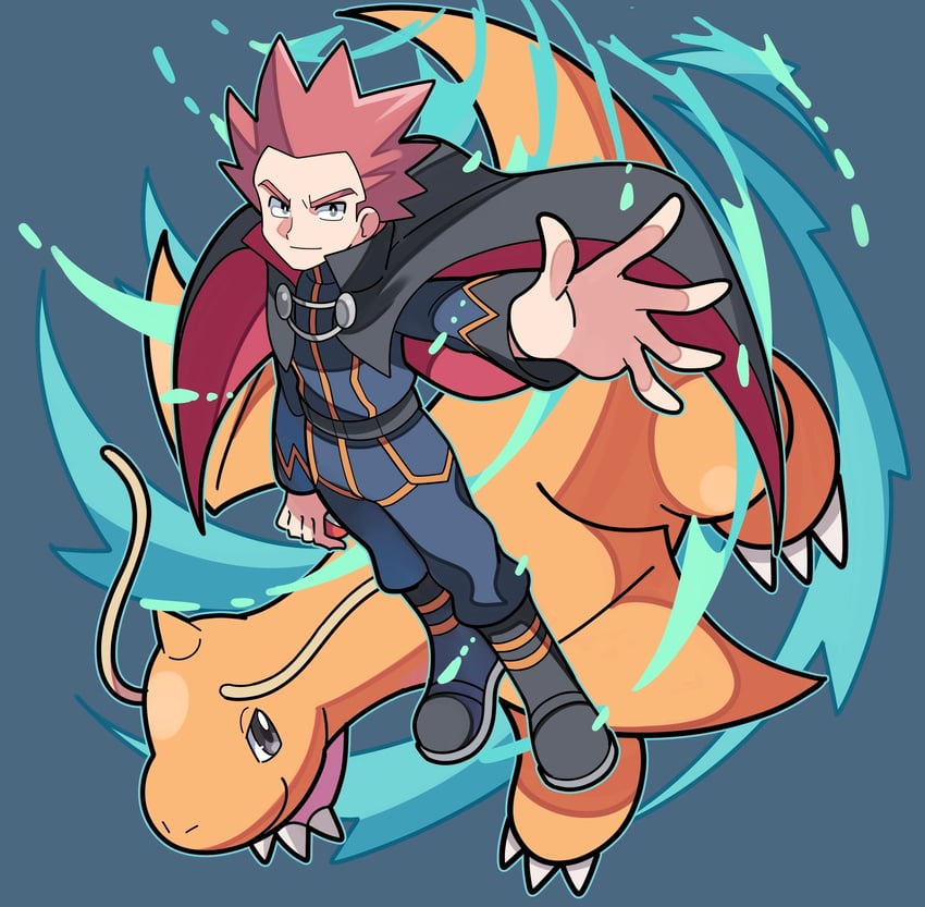 dragonite and lance (pokemon and 1 more) drawn by stchame