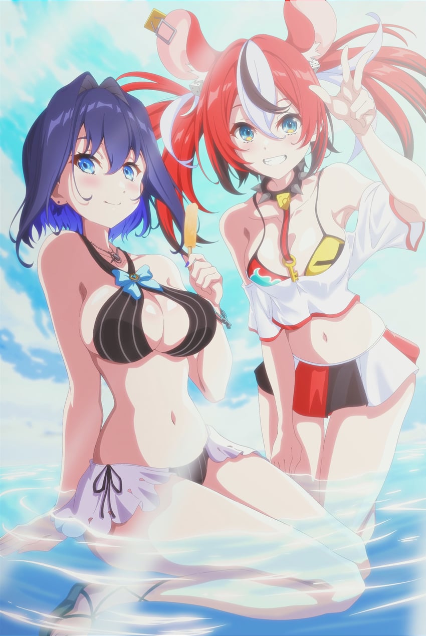 ouro kronii and hakos baelz (hololive and 1 more) drawn by shimada_(odddddd64)