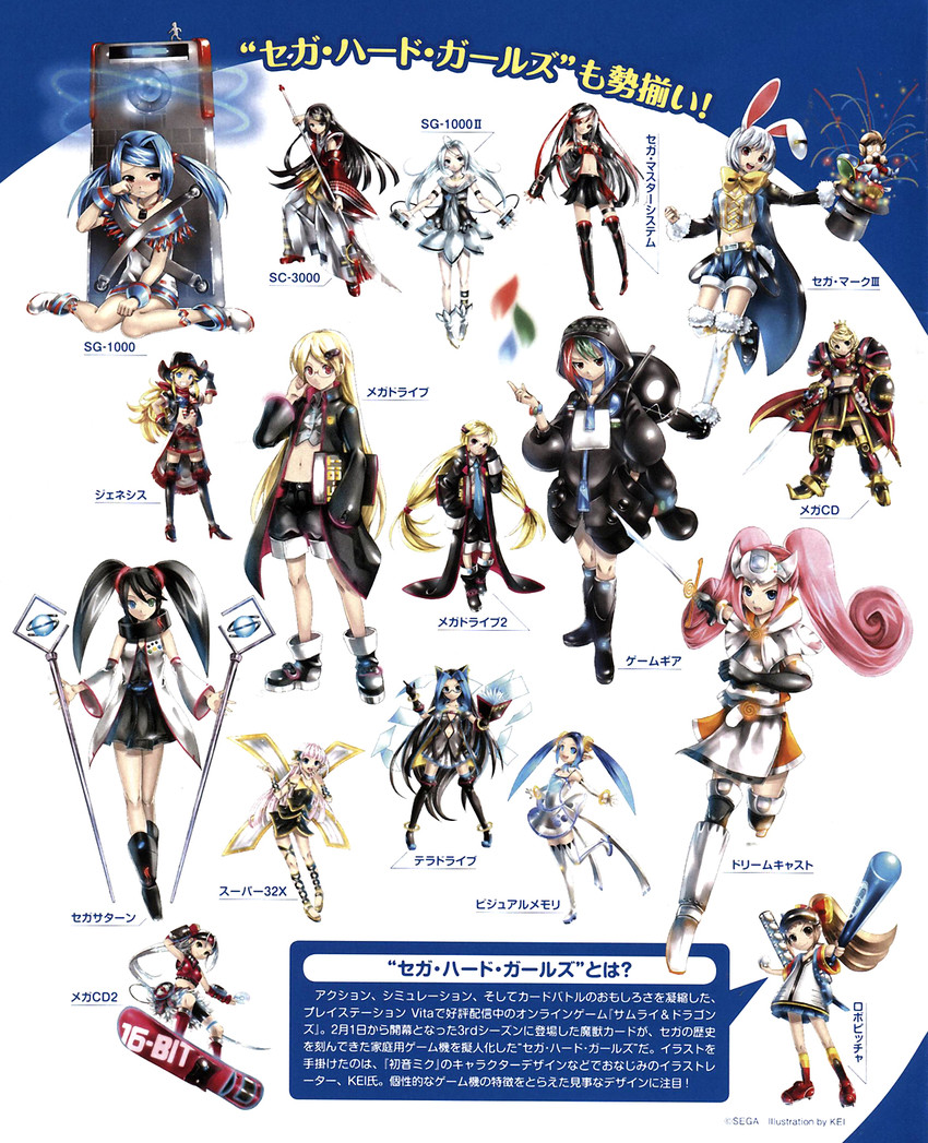 opa-opa, sega saturn, sega dreamcast, sega mega drive, alex kidd, and 1 more (sega and 3 more) drawn by kei_(keigarou)