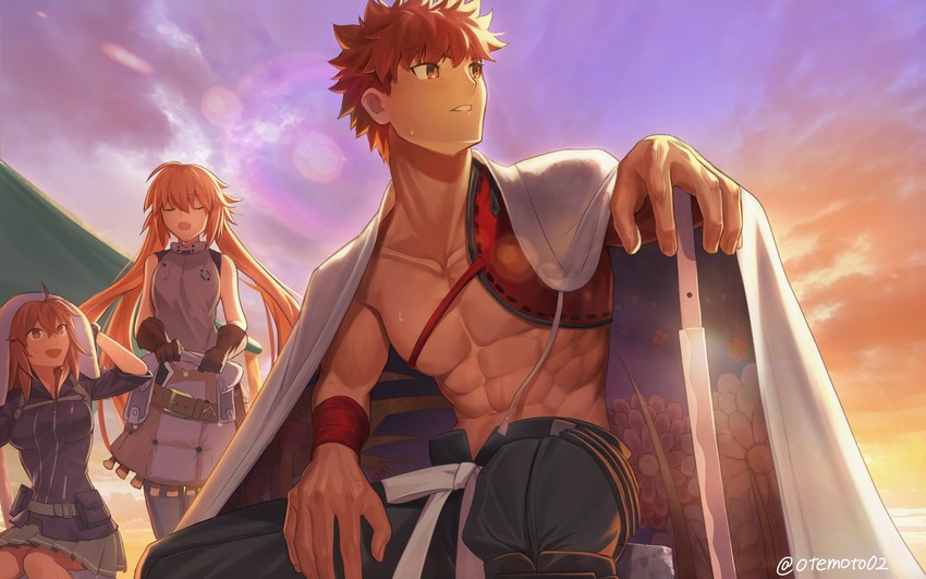 artoria pendragon, fujimaru ritsuka, emiya shirou, artoria caster, and senji muramasa (fate and 1 more) drawn by moto_(otemoto02)