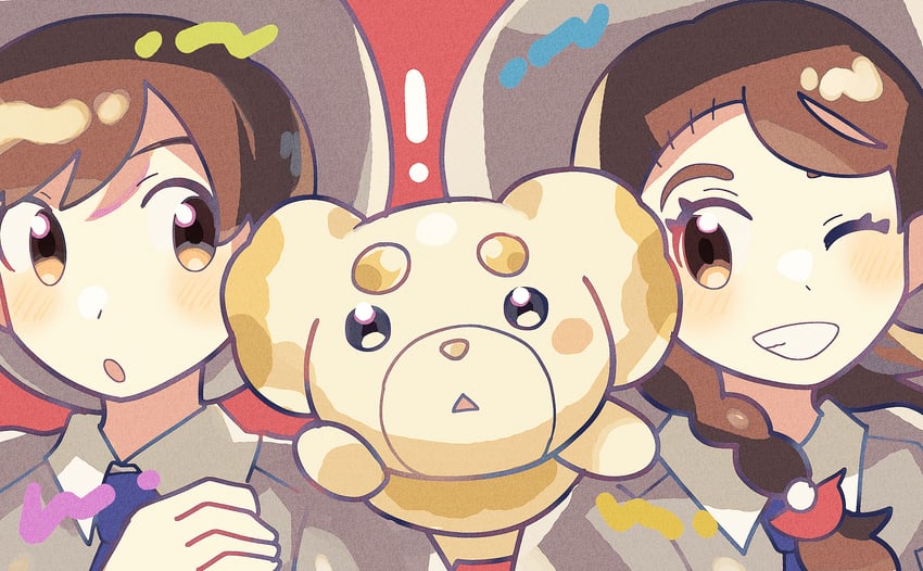 juliana, florian, and fidough (pokemon and 1 more) drawn by anidler91