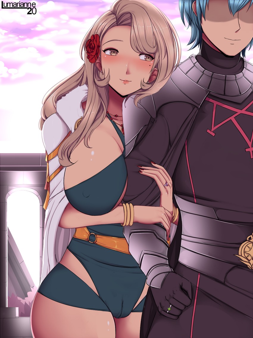 male byleth and manuela casagranda (fire emblem and 1 more) drawn by lumarianne20