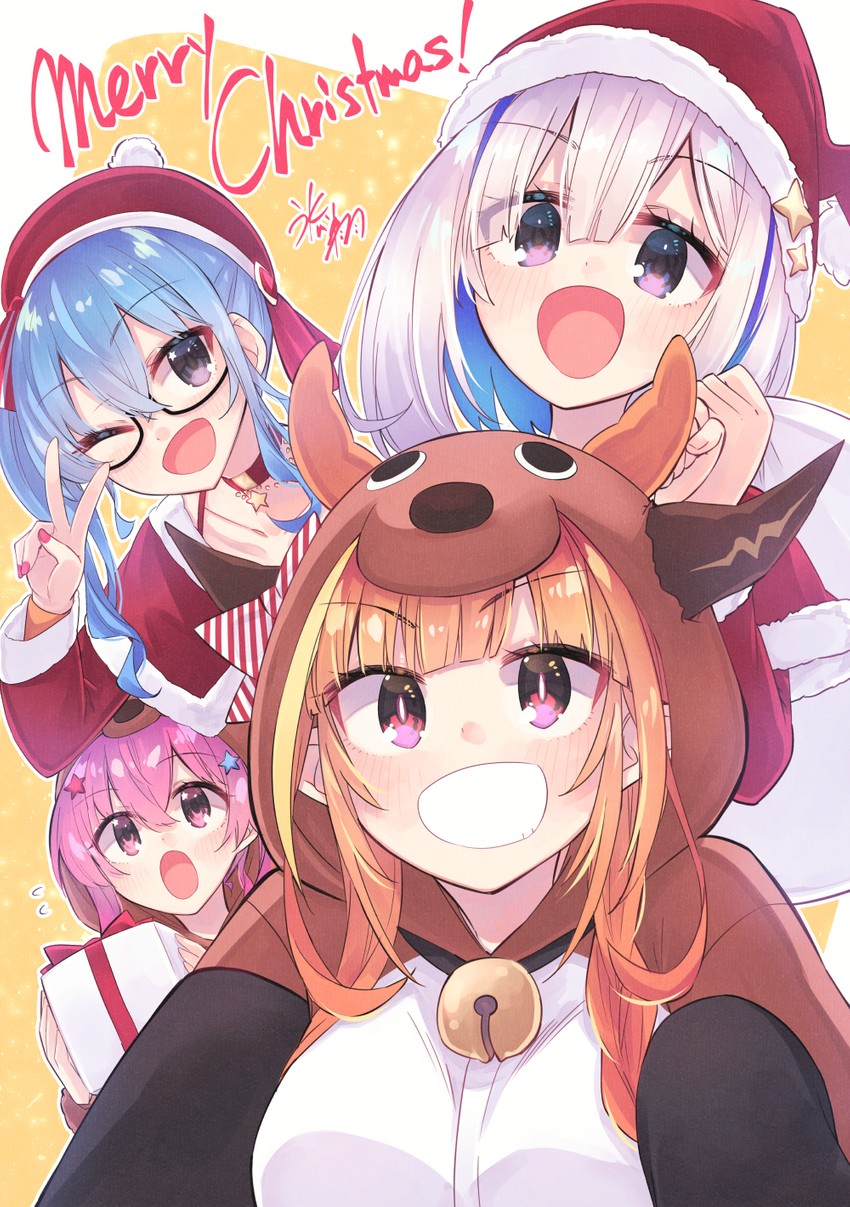 hoshimachi suisei, amane kanata, kiryu coco, and anemachi (hololive) drawn by hikawa_shou