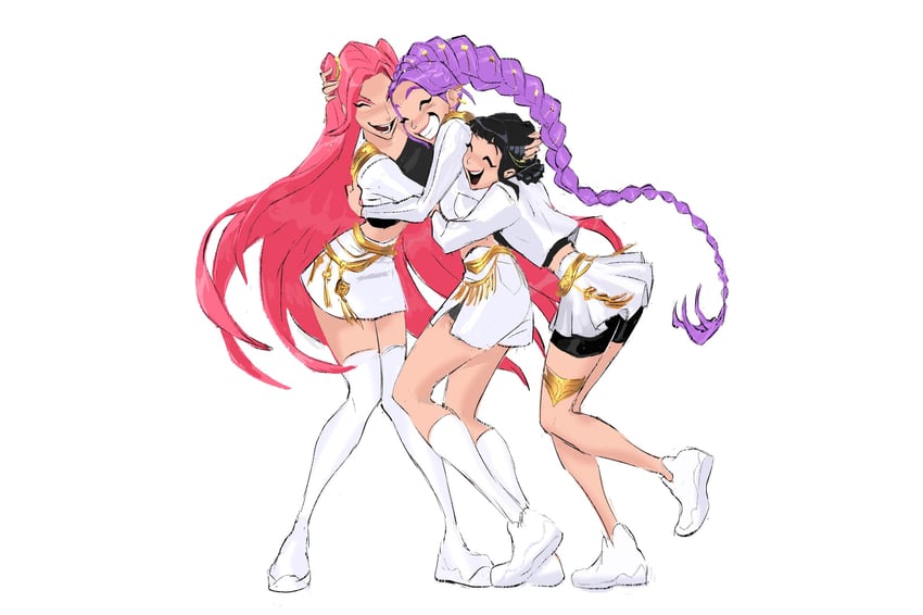 rumi, zoey, and mira (kpop demon hunters) drawn by joune5064